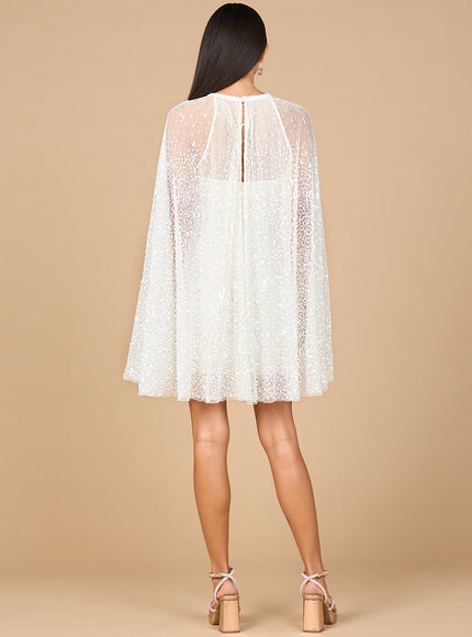 Lara Beaded Short Bridal Cape Dress