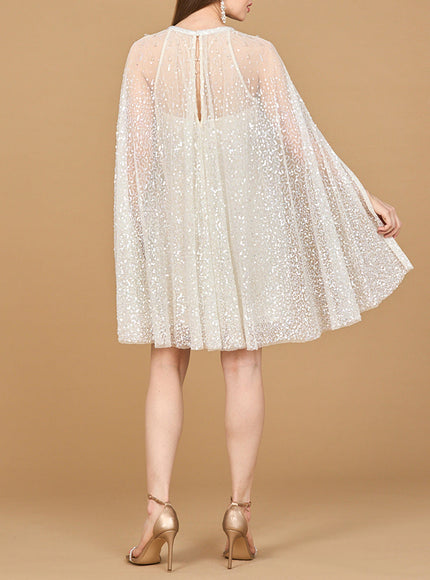 Lara Beaded Short Bridal Cape Dress