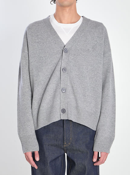 Ami Paris Ami De Coeur Cardigan Grey