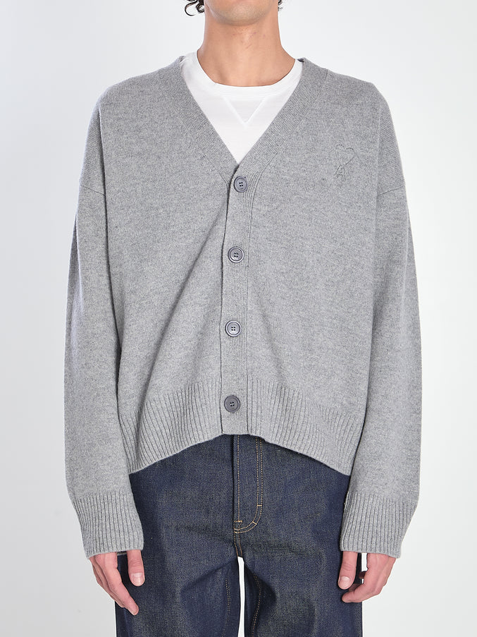 Ami Paris Ami De Coeur Cardigan Grey