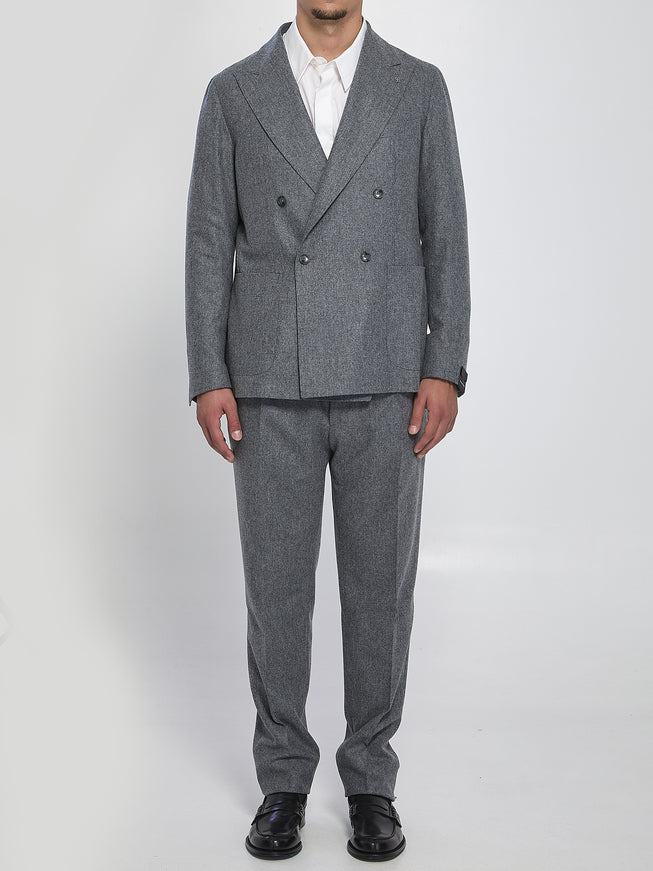 Tagliatore Double-breasted Flannel Suit Grey