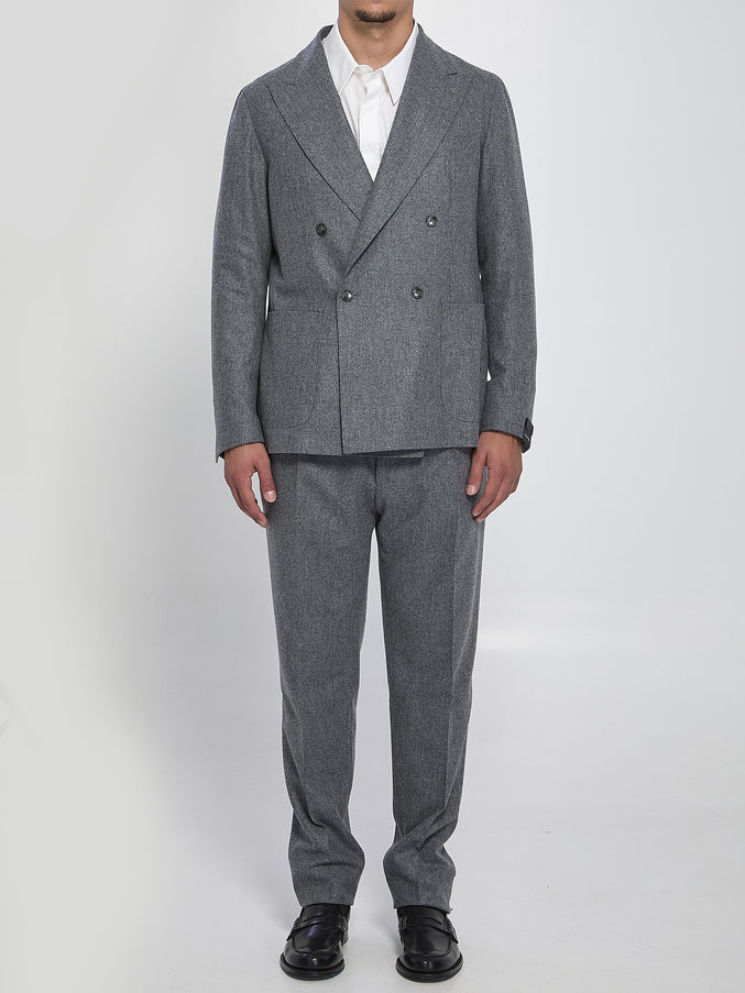 Tagliatore Double-breasted Flannel Suit Grey