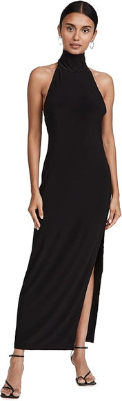 Norma Kamali Side Slit Halter Gown