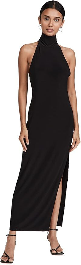Norma Kamali Side Slit Halter Gown