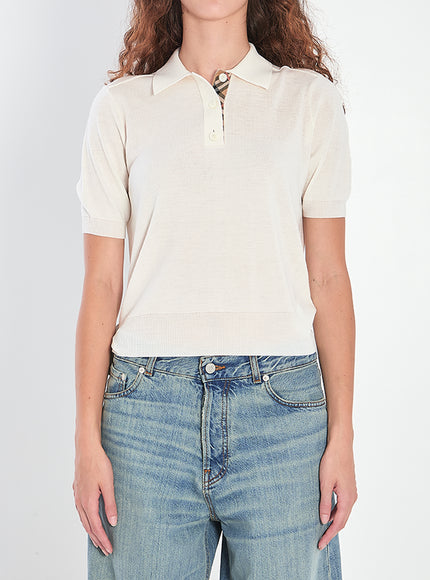 Burberry Wool Polo Shirt White