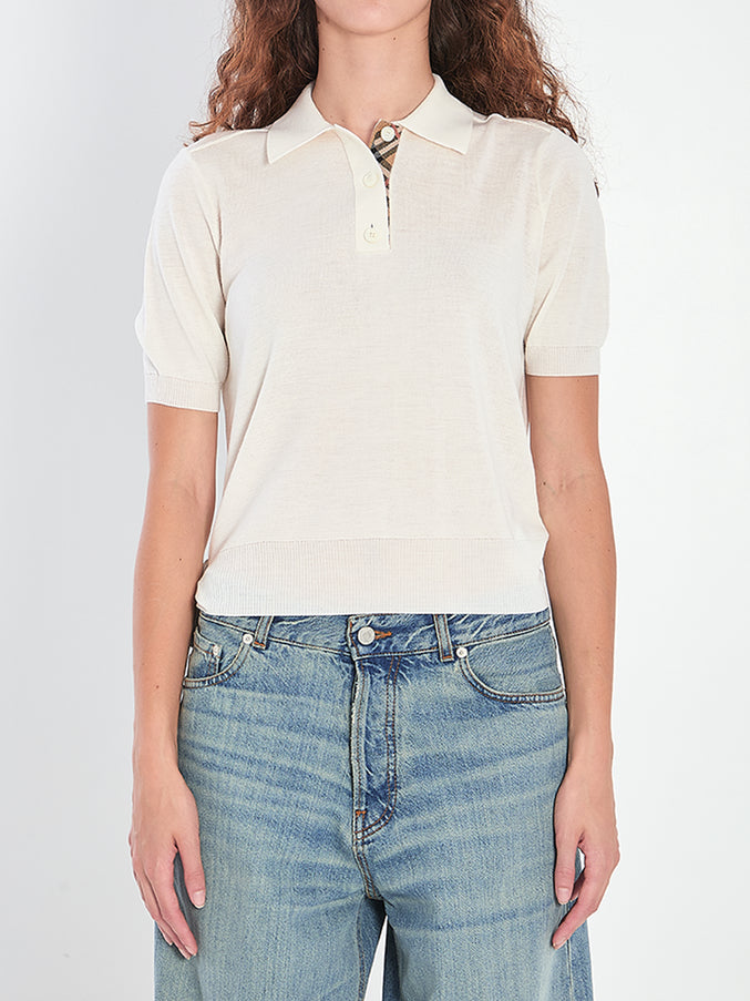 Burberry Wool Polo Shirt White