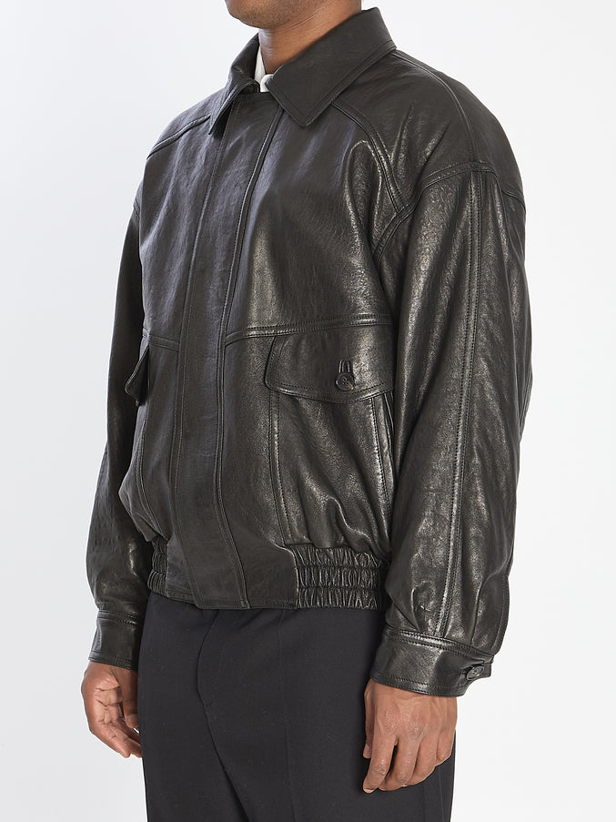 Saint Laurent Balloon Bomber Jacket In Lambskin Leather