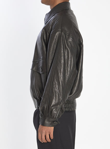 Saint Laurent Balloon Bomber Jacket In Lambskin Leather