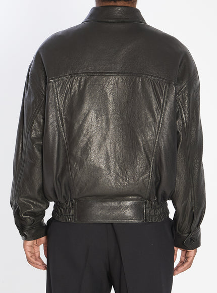Saint Laurent Balloon Bomber Jacket In Lambskin Leather