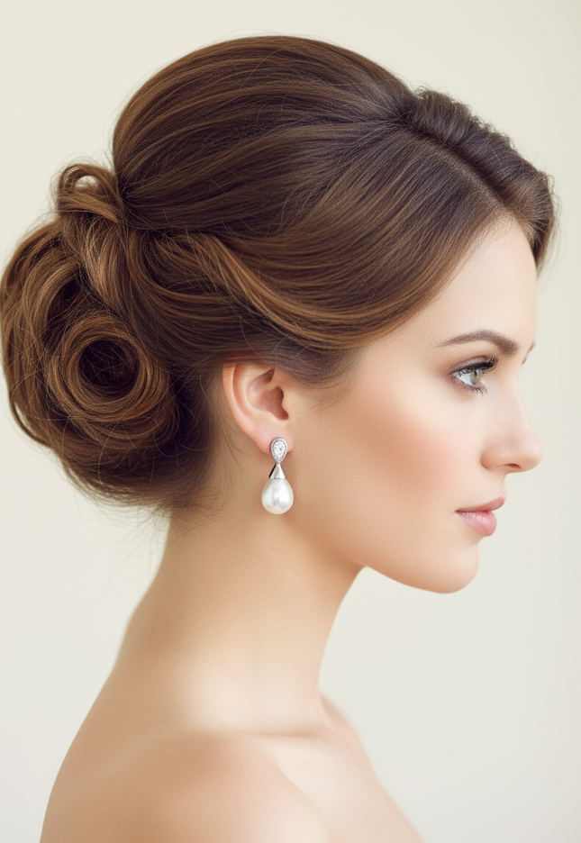 Rosa Clará Pearl and Zircon Drop Earrings in Sterling Silver