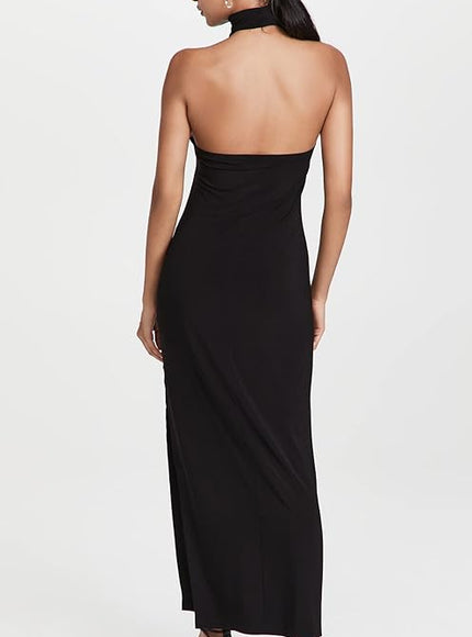 Norma Kamali Side Slit Halter Gown