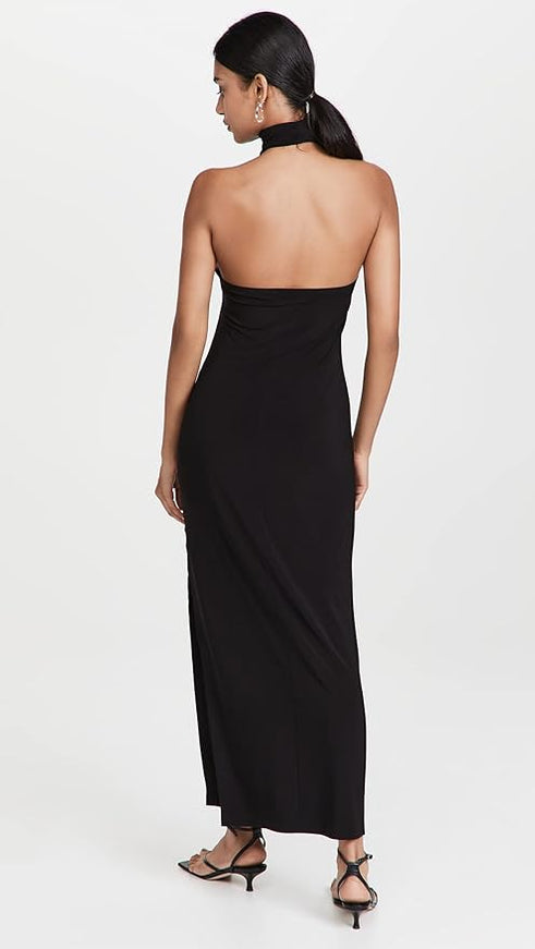 Norma Kamali Side Slit Halter Gown