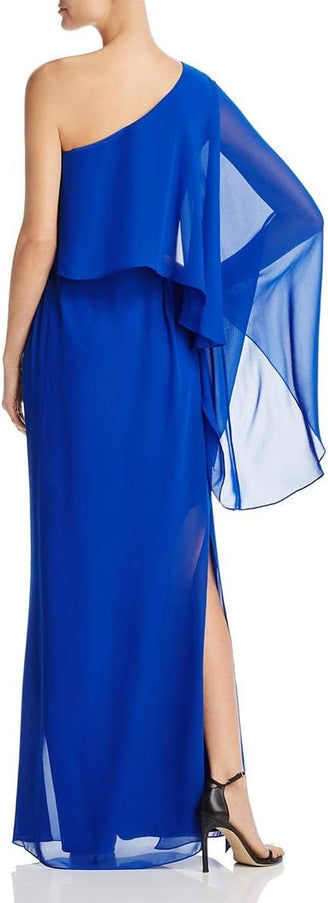 Laundry by Shelli Segal One-Shoulder Draped Gown in Blue
