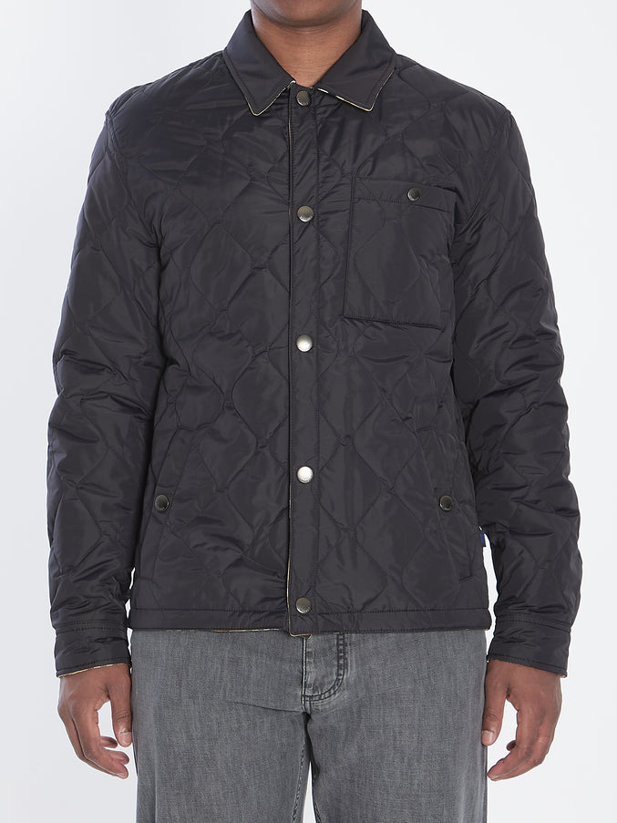 Burberry Reversible Overshirt In Quilted Nylon Black