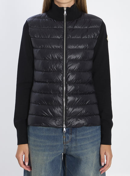 Moncler Padded Wool Cardigan With Zip Black