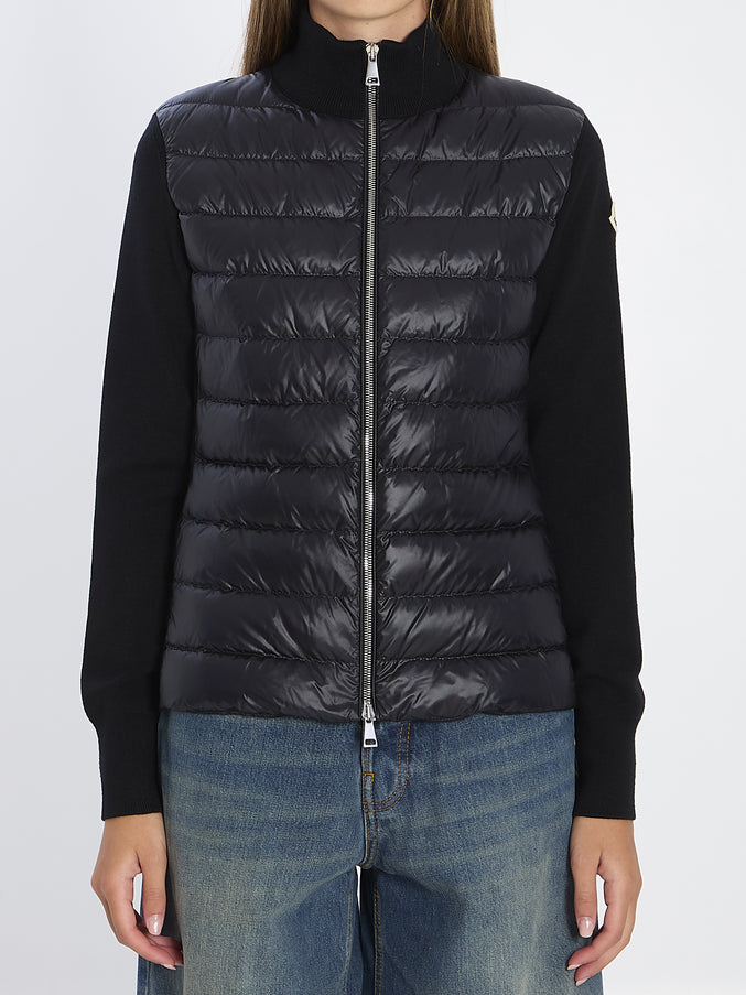 Moncler Padded Wool Cardigan With Zip Black