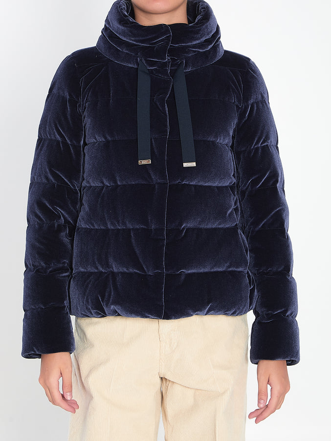 Herno Velvet-effect Puffer Jacket Blue