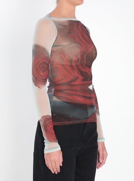 Jean Paul Gaultier Blurry Roses Top