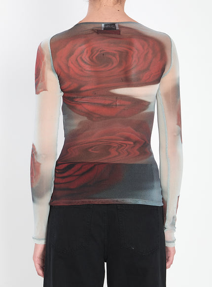 Jean Paul Gaultier Blurry Roses Top