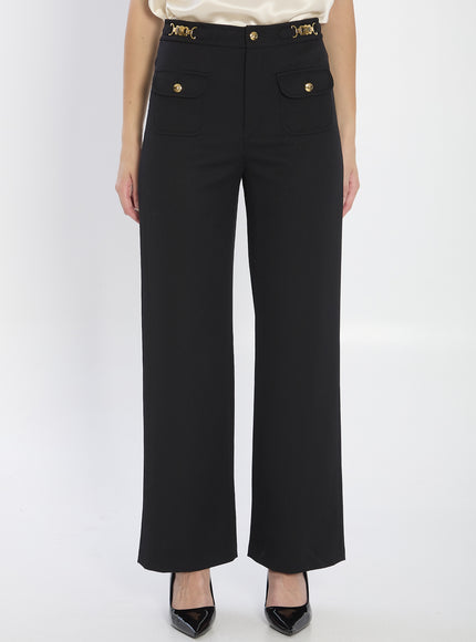 Celine Wool Trousers With A Diagonal Weave Black