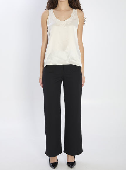 Celine Wool Trousers With A Diagonal Weave