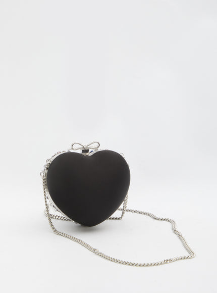 Self Portrait Multi Crystal Heart Clutch Bag