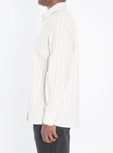 Saint Laurent Cassandre Shirt In Striped Cotton