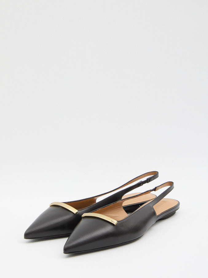 Tod's Leather Slingback Ballerinas