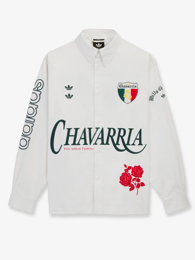 Adidas X Willy Chavarria Button Up Cotton Shirt Offwhite
