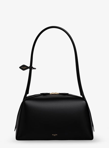 Alaia Bouledogue Leather Shoulder Bag Uni Noir
