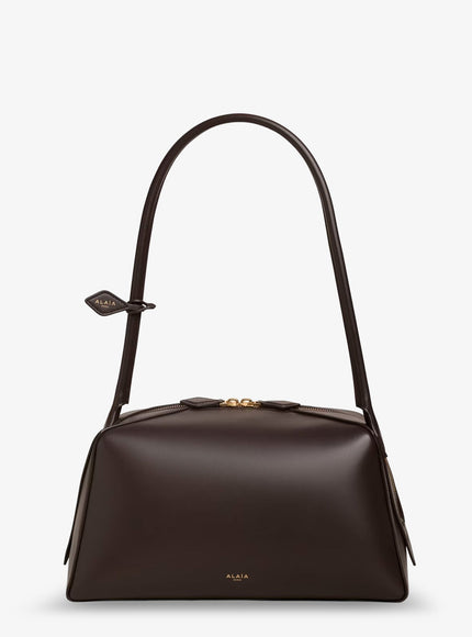 Alaia Bouledogue Leather Shoulder Bag Uni Brun Fume