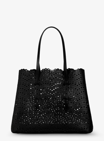 Alaia Mina 37 Leather Shoulder Bag With Vienne Motif Uni Noir