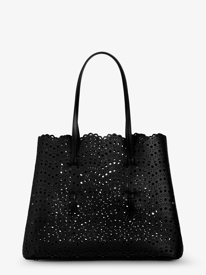 Alaia Mina 37 Leather Shoulder Bag With Vienne Motif Uni Noir