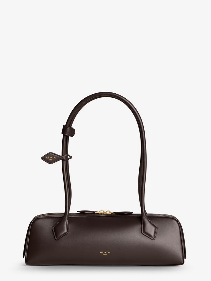 Alaia Le Teckel Medium Leather Shoulder Bag Uni Brun Fume
