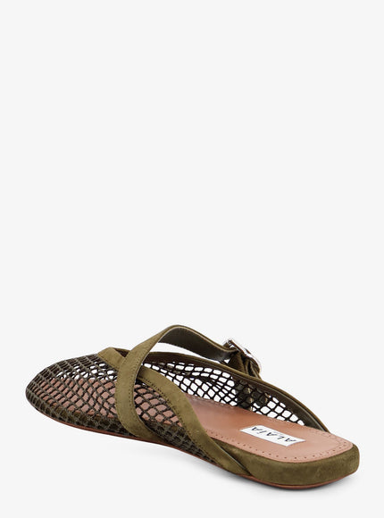 Alaia Fishnet Mesh And Leather Sandals