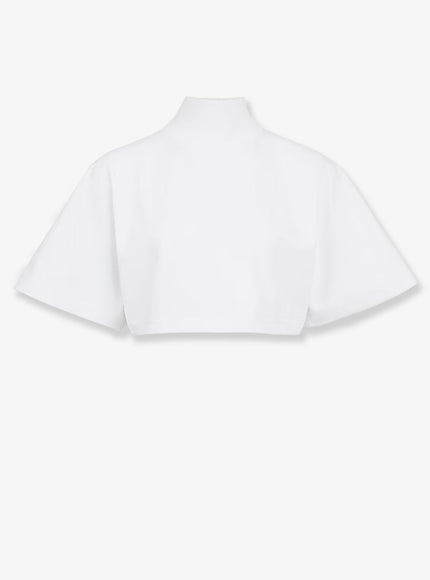 Alaia Cotton Crop T-Shirt 36 Blanc