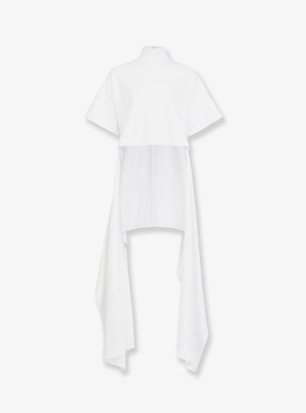 Alaia Asym Cotton Blend T-Shirt Blanc