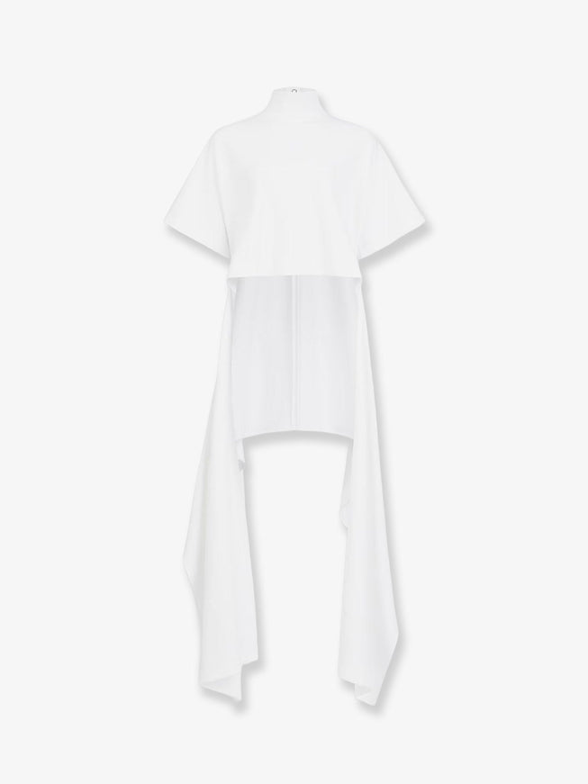 Alaia Asym Cotton Blend T-Shirt Blanc