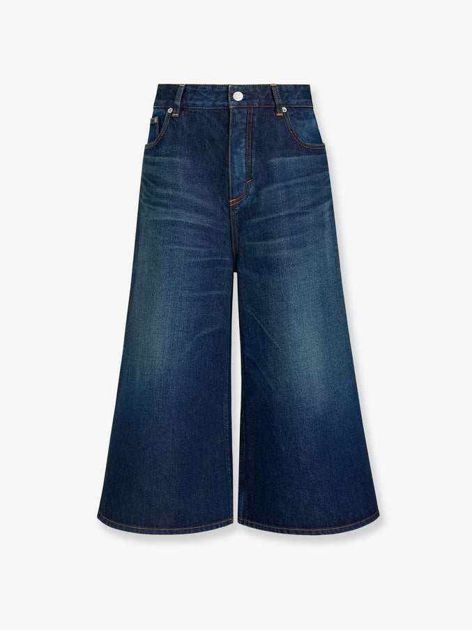 Alaia Blue Denim Bermuda Shorts Dock Blue