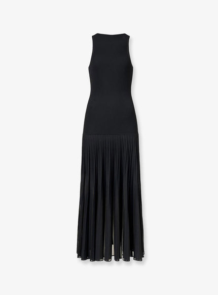 Alaia Long Pleated Viscose Blend Dress