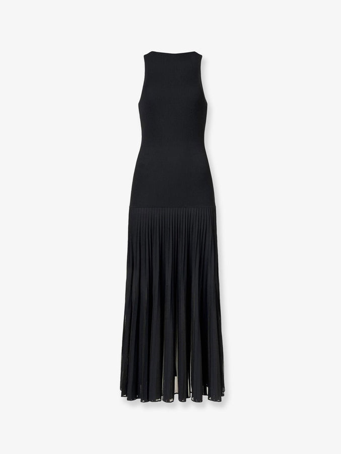 Alaia Long Pleated Viscose Blend Dress