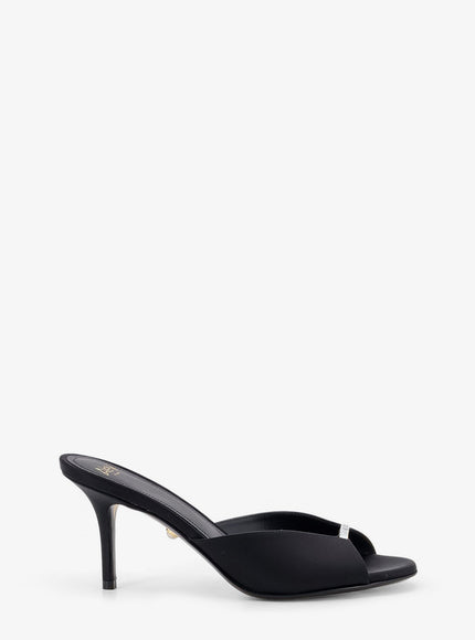 Alevi` Luana Satin Sandals With Rhinestone Detail On The Front Satin Black