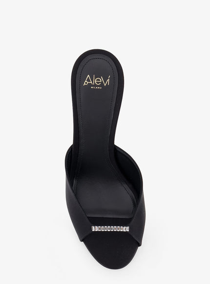 Alevi` Luana Satin Sandals With Rhinestone Detail On The Front