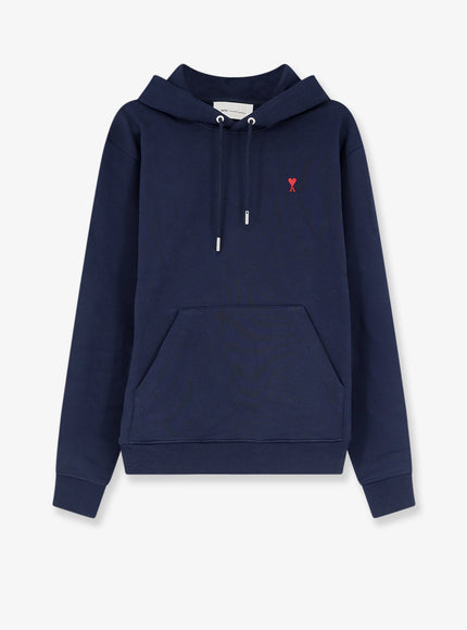 Ami Paris Hooded Cotton Sweatshirt Bleunuit