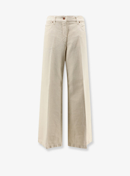 Aspesi Denim Trousers With Back Logo Patch Ecru