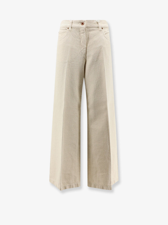 Aspesi Denim Trousers With Back Logo Patch Ecru