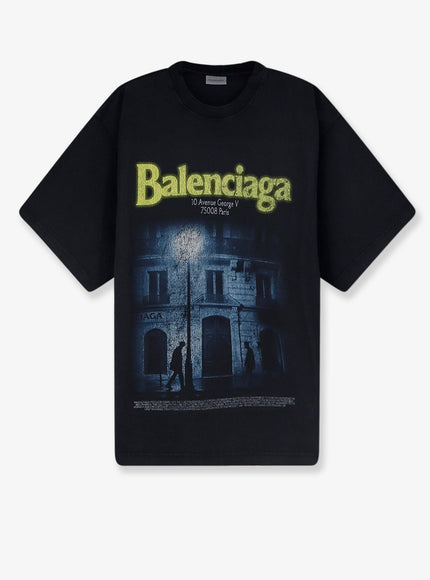 Balenciaga Cotton T-Shirt With Front Logo Print Fadedwashedblack