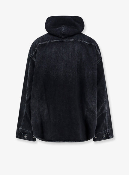 Balenciaga Hooded Denim Jacket with Embroidered Logo