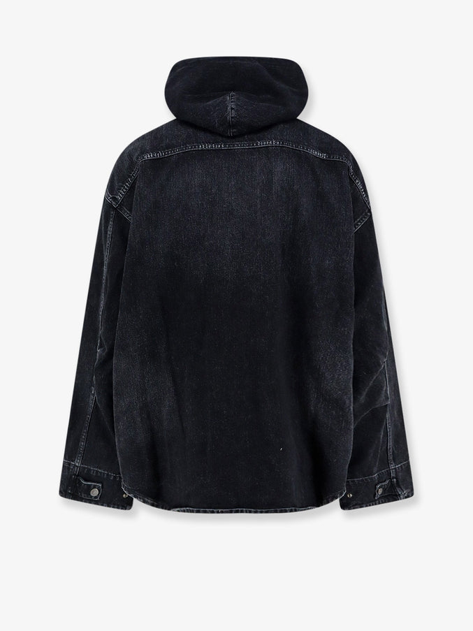 Balenciaga Hooded Denim Jacket with Embroidered Logo
