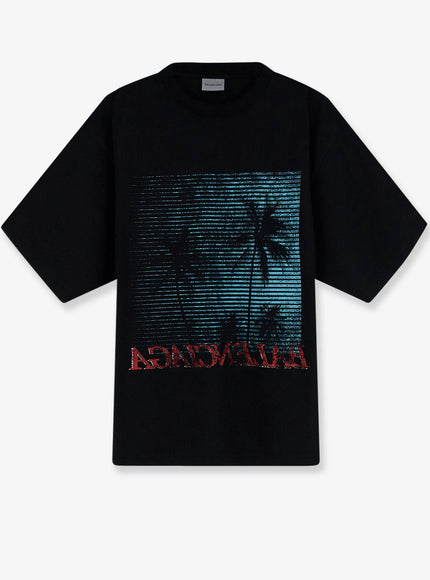 Balenciaga Cotton T-Shirt With Front Print Black